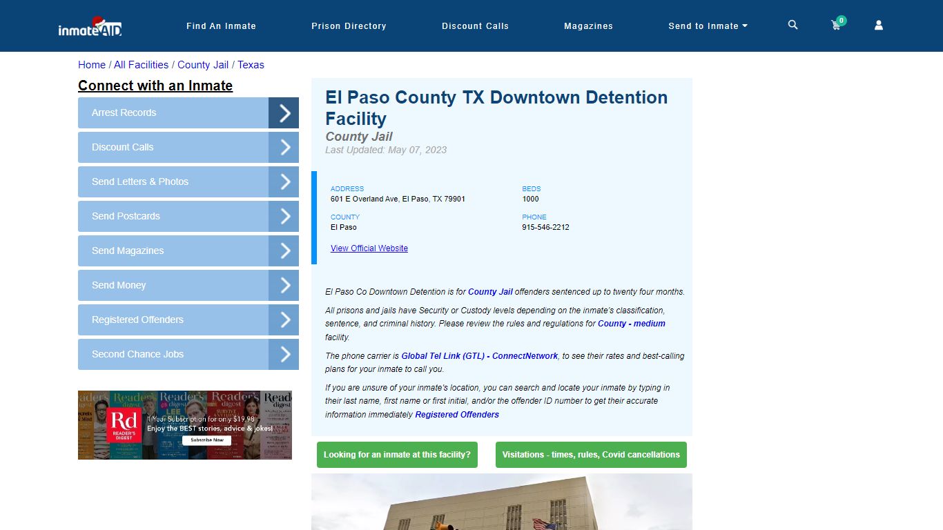 El Paso County TX Downtown Detention Facility - Inmate Locator - El ...